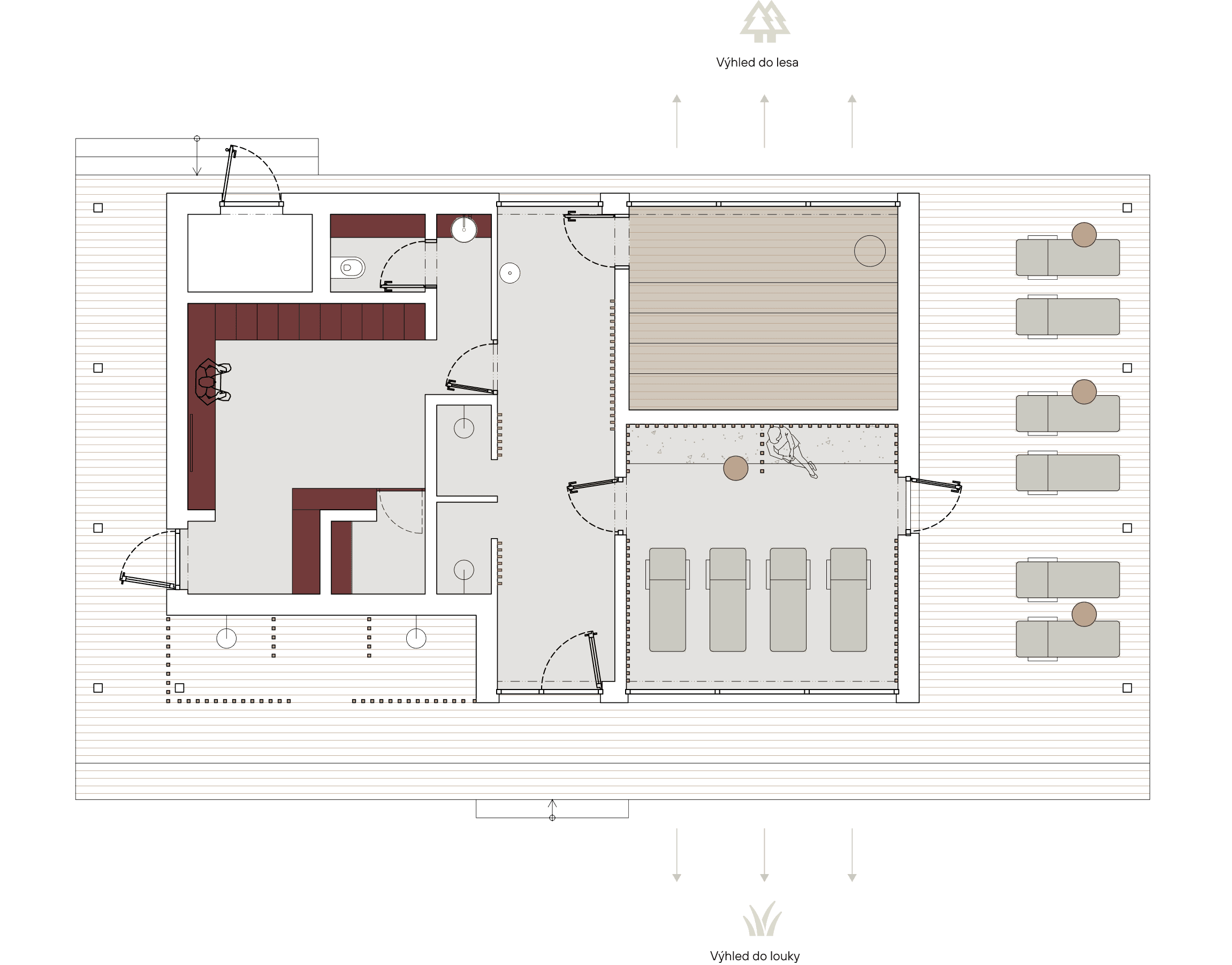 Saunovací pavilon řez